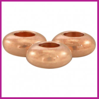 DQ metaal ring / kraal plat 7 x 3 mm Rosegold