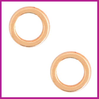 DQ metaal ring / kraal plat 6 x 1 mm Rosegold