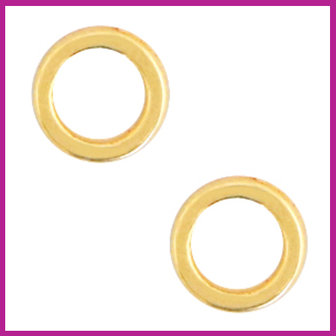 DQ metaal ring / kraal plat 6 x 1 mm Goud