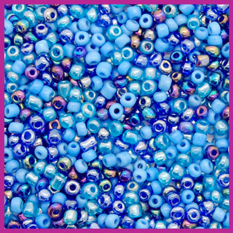 Rocailles 8/0 (3mm) mix donker blauw