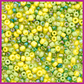 Rocailles 8/0 (3mm) mix groen geel