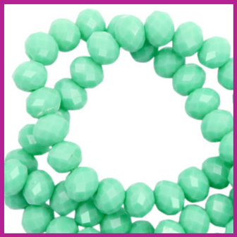 Glaskraal top facet disc 6x4mm Spearmint green pearl shine