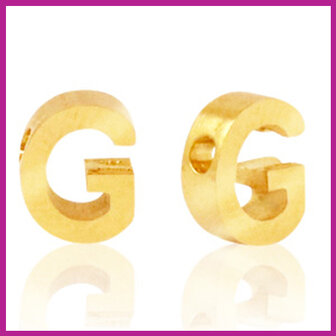 RVS stainless steel initial bead goud G