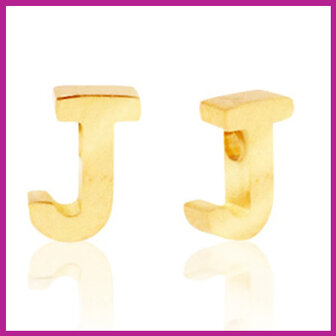 RVS stainless steel initial bead goud J