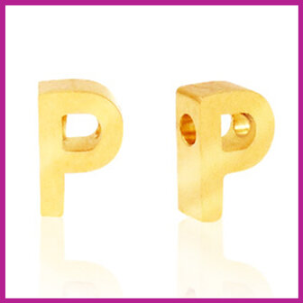 RVS stainless steel initial bead goud P