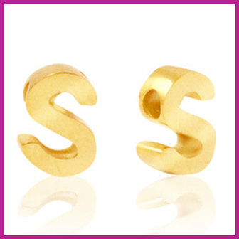 RVS stainless steel initial bead goud S