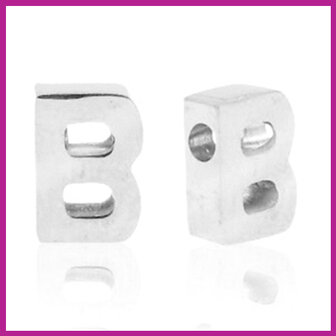 RVS stainless steel initial bead zilver B