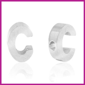RVS stainless steel initial bead zilver C