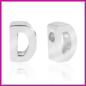 RVS stainless steel initial bead zilver D