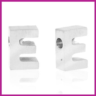 RVS stainless steel initial bead zilver E