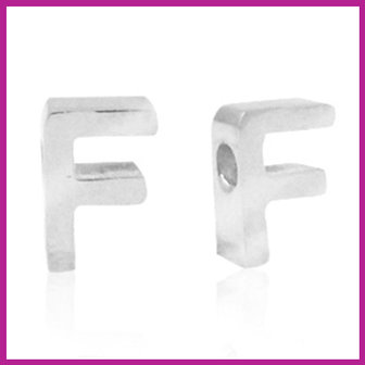 RVS stainless steel initial bead zilver F