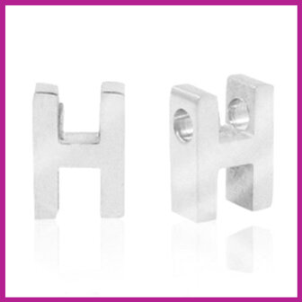 RVS stainless steel initial bead zilver H
