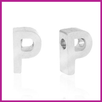 RVS stainless steel initial bead zilver P