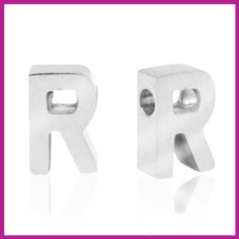 RVS stainless steel initial bead zilver R