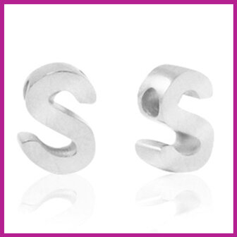 RVS stainless steel initial bead zilver S