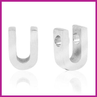 RVS stainless steel initial bead zilver U