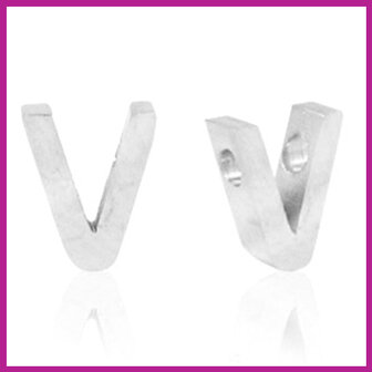 RVS stainless steel initial bead zilver V