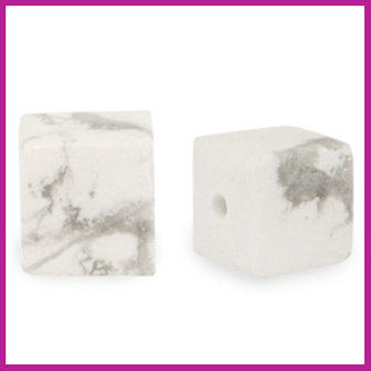 Natuursteen kraal square 4mm marble white