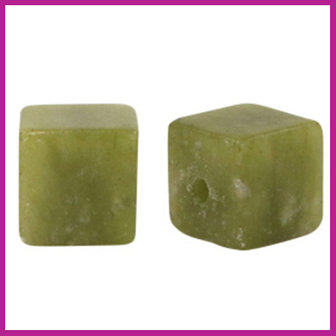 Natuursteen kraal square 4mm olive green