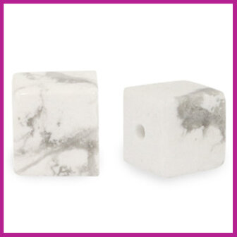 Natuursteen kraal square 8mm marble white