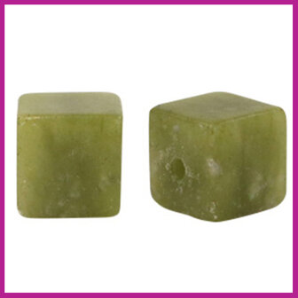 Natuursteen kraal square 8mm olive green
