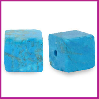 Natuursteen kraal square 8mm azure turquoise blue
