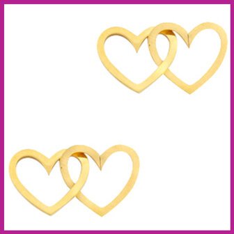 RVS stainless steel tussenstuk double heart goud