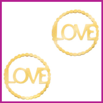 RVS stainless steel bedel / tussenstuk &quot;LOVE&quot; goud