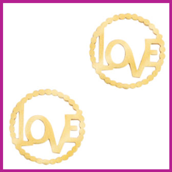 RVS stainless steel bedel / tussenstuk &quot;LOVE&quot; goud