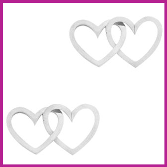 RVS stainless steel tussenstuk double heart zilver