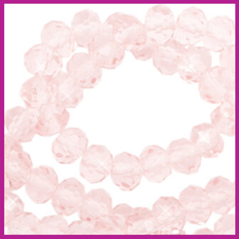 Glaskraal top facet disc 4x3mm crystal blush rose pearl