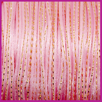 Satijnkoord met gouddraad &Oslash;2 mm roze