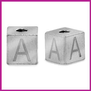 RVS stainless steel initial cube zilver A
