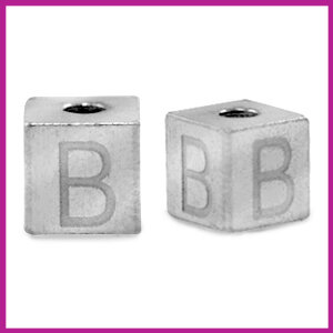 RVS stainless steel initial cube zilver B