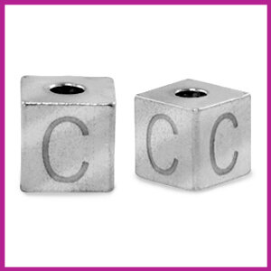 RVS stainless steel initial cube zilver C