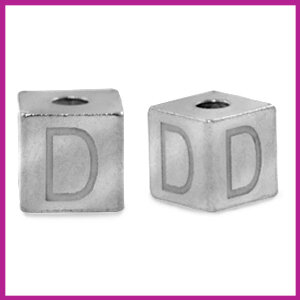 RVS stainless steel initial cube zilver D