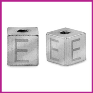 RVS stainless steel initial cube zilver E