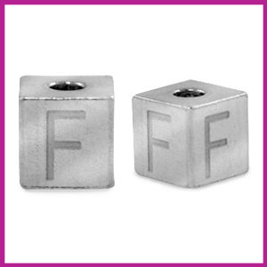 RVS stainless steel initial cube zilver F