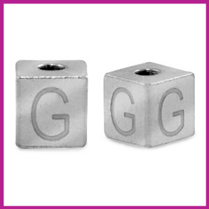 RVS stainless steel initial cube zilver G