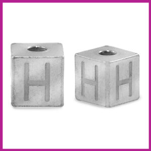 RVS stainless steel initial cube zilver H