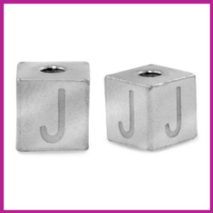 RVS stainless steel initial cube zilver J