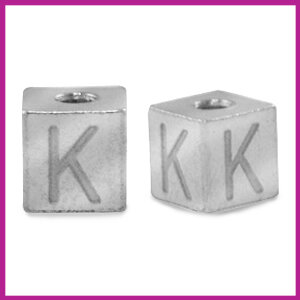 RVS stainless steel initial cube zilver K