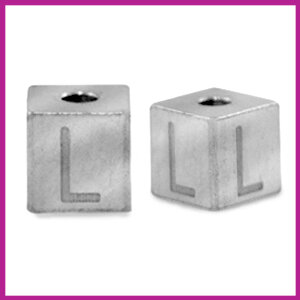 RVS stainless steel initial cube zilver L