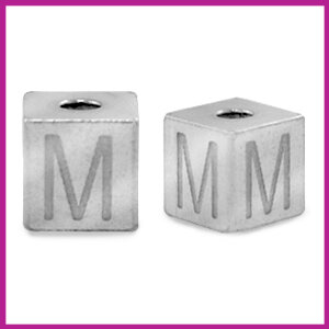 RVS stainless steel initial cube zilver M