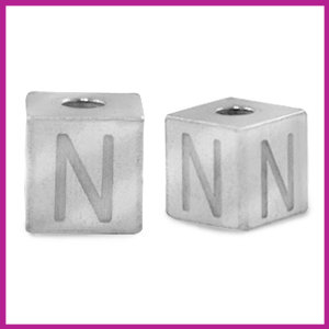 RVS stainless steel initial cube zilver N