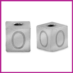 RVS stainless steel initial cube zilver O