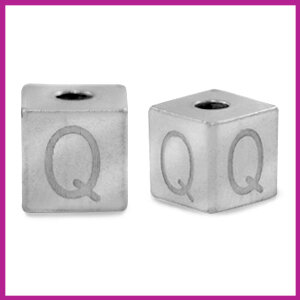 RVS stainless steel initial cube zilver Q