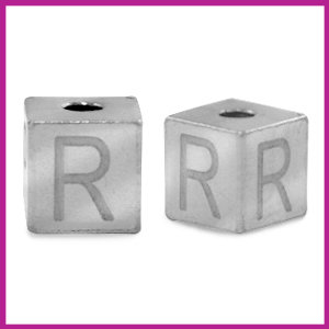 RVS stainless steel initial cube zilver R