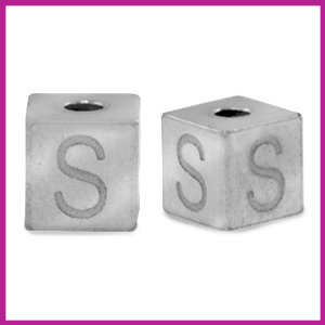RVS stainless steel initial cube zilver S