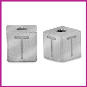RVS stainless steel initial cube zilver T